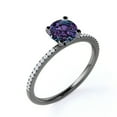 thumbnail image 4 of JeenMata Classic 1 Carat Round Cut Lab Created Alexandrite and Moissanite Pave Solitaire Engagement Ring in 18k Black Gold over Silver, 4 of 4
