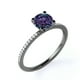 thumbnail image 4 of JeenMata Anillo de Compromiso Clásico con Solitario Pavé de Alejandrita y Moissanita de Corte Redondo de 1 Quilate Creado en Laboratorio en Oro Negro de 18 K sobre Plata, 4 of 4