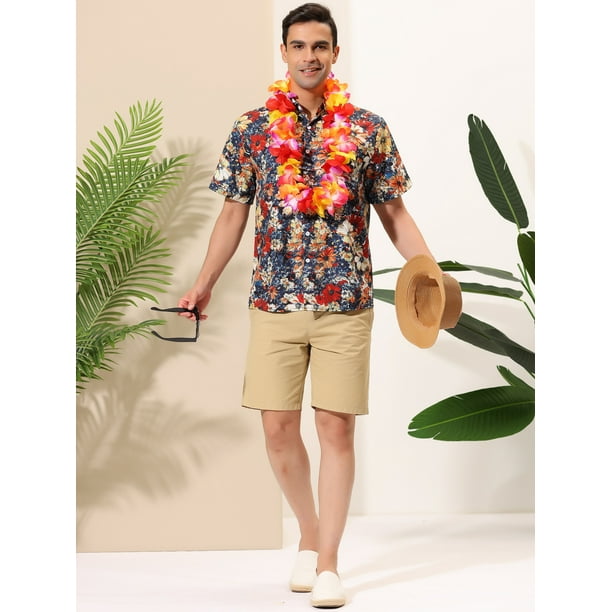 Camisas florales hawaianas Lars Amadeus para hombre manga corta