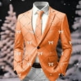thumbnail image 2 of KKBOTIVE Men's Christmas Blazers Jacket Xmas Funny Printed Suits Button Blazers Lapel Down Comfortable Party Prom Jackets Mens Fall Winter Outerwear Orange-F Size: 2XL, 2 of 3