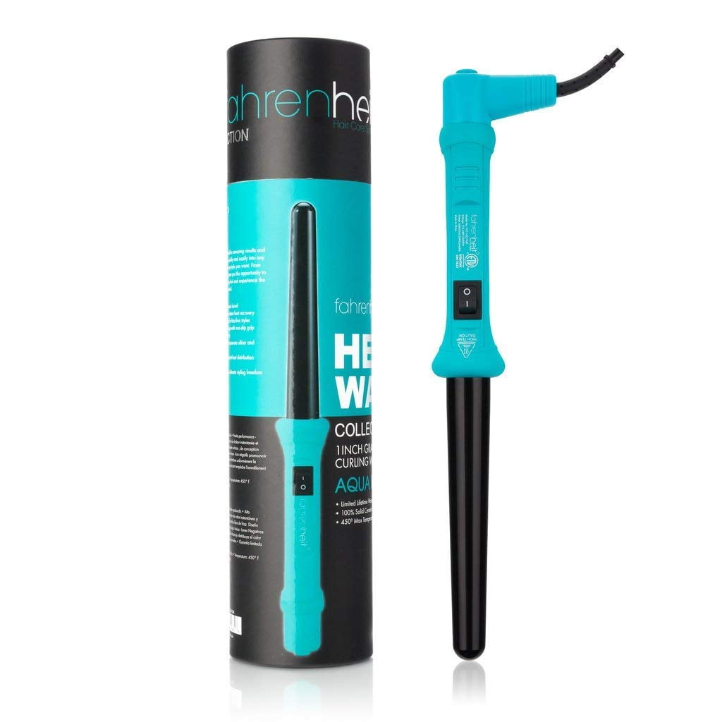 Fahrenheit Rubberized 1 Inch Ceramic Curling Wand Graduated (Turquoise