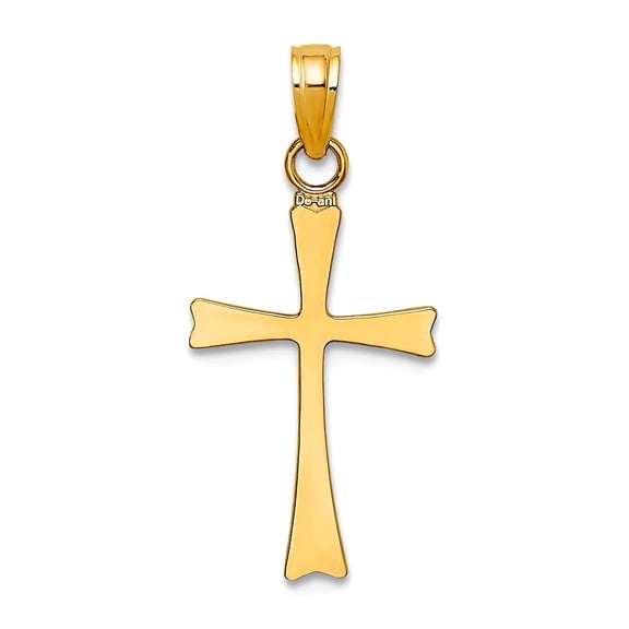 12mm 14k Gold Religious Faith Cross High Polished Pendant Necklace for Women