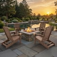 thumbnail image 7 of Folding HDPE Adirondack Chair, Weather Resistant Outdoor Fire Pit Patio Chair, Teak, 7 of 7