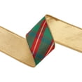 thumbnail image 5 of LaRibbons 2 1/2" Wired Dupioni Ribbon, Red/Green/Gold Plaid Bias Cut w/ Double-Fused Gold Backing, 10 Yard Roll, 5 of 6