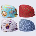 thumbnail image 2 of Gorro de enfermera con estampado Floral, gorro sanitario Bouffant con banda para el sudor, gorros de enfermería con estampado de dibujos animados, gorro de Navidad, 2 of 4