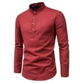 thumbnail image 4 of LIIPEE Men Shirts Casual Solid Color Stand Neck Slim Fit Long Sleeve Dress Shirt Male Fashion Buttons Business Tops Comfortable Breathable Soft Daily Shirts,Red,S, 4 of 4