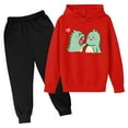 thumbnail image 2 of Qingpeng Toddler Boy Girls Winter Clothes Set Kids Dinosaur Print Long Sleeve Hoodie Sweatshirt Pants Fall Winter Outfit Sets, 2 of 3