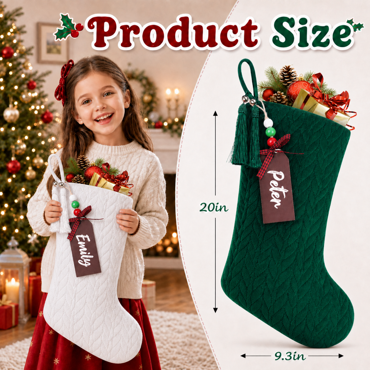Yexmas 6-Pack 20-Inch Personalized Velvet Christmas Stockings photo 3