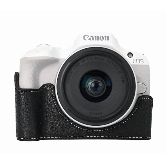 GadgetCom Camera Half Case Compatible with Canon EOS R50 R100 , Shockproof PU Leather Shell Protective Cover