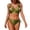 Green, variant on Women's Bikini Set V - Neck Embroidered Palm Tree Solid Tankini Top Tie - Side Bikini Bottom Padded No Underwire Size S - XL