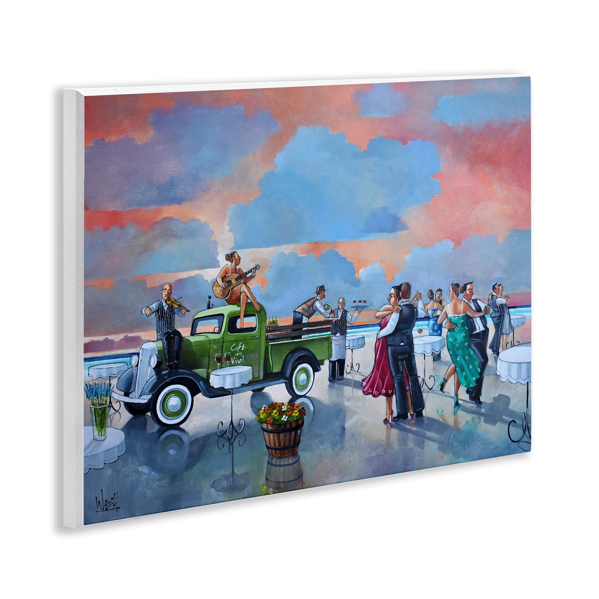 Stupell Industries Beach Ballroom Dance People Painting Unframed Art Print Wall Art, 14 x 11