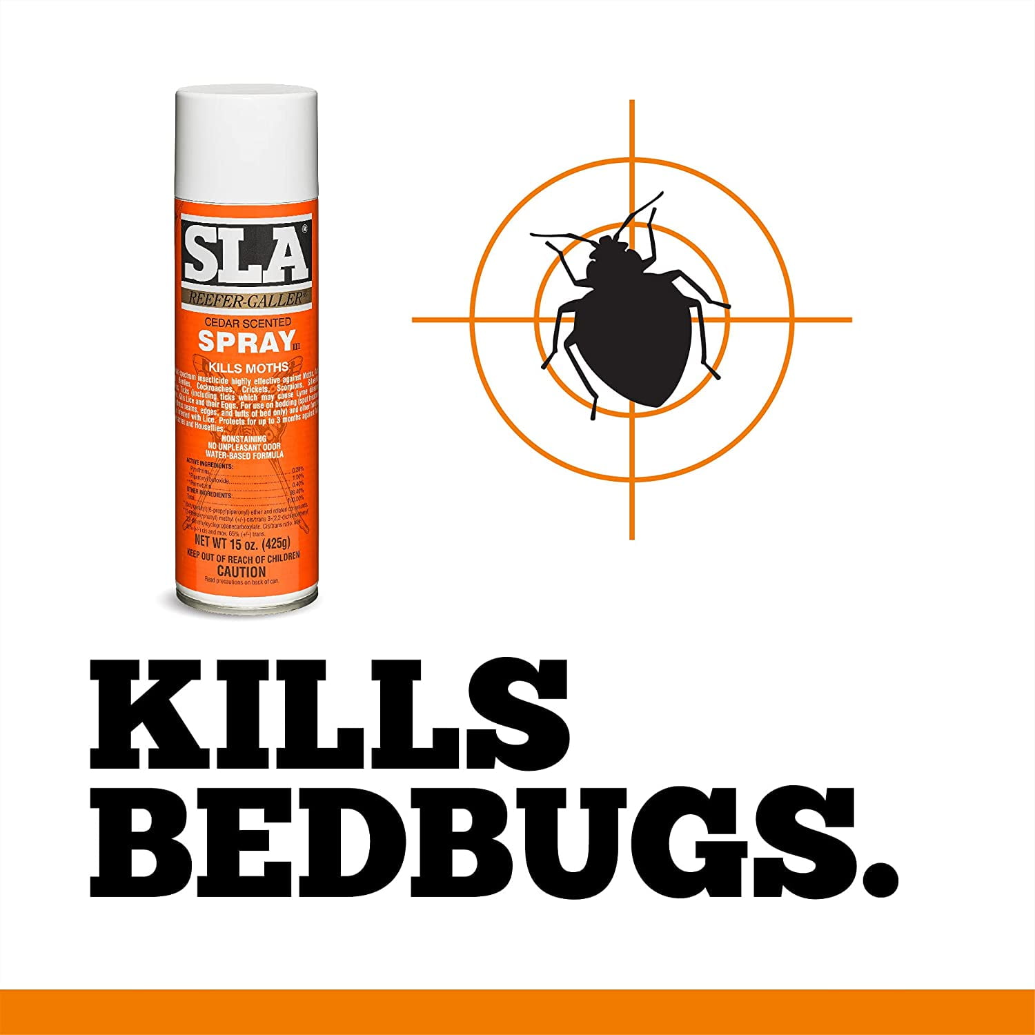 Reefer Galler SLA Cedar Scented Moth Repellent Spray, Kills Moths, Bed Bugs, and Pests on Contact, 15 oz (Pack of 6)