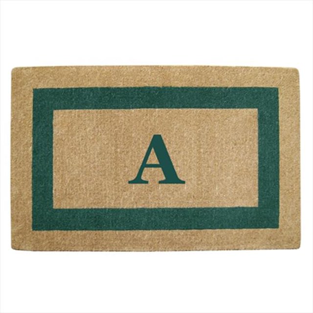 Nedia Home 02086A Single Picture - Green Frame 30 x 48 In. Heavy Duty Coir Doormat - Monogrammed A