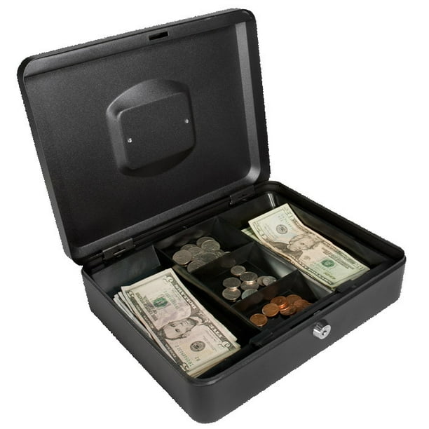 winbest Large Durable Steel Lock Cash Box with Removable Money Bill