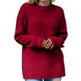 thumbnail image 4 of larppty Oversized Sweaters for Women Trendy Chunky Batwing Long Sleeve Casual Crewneck Ribbed Pullover Tunic Sweater (Red, M), 4 of 5
