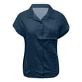 thumbnail image 6 of Womens Denim Shirt Lapel Collar Washed Finish With Pocket Casual Summer Top, 6 of 6