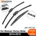 thumbnail image 2 of Car Wiper for Nissan Versa Note 2014-2015 Front Rear Windshield Windscreen Wiper Blade Rubber Accessories 24" + 14" 12" 2014 2015, 2 of 7