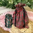 thumbnail image 5 of McCuan Green and Scotty Red Tartan Large Plaid Homespun Fabric Gift Bag; 15" x 10" - Set of 4, 5 of 5