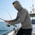 thumbnail image 4 of Hoodies for Men UPF 50+ Sun Protection Long Sleeve Shirt Outdoor Hiking Running Fishing Workout T Shirts with Mask, 4 of 8