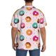 thumbnail image 3 of Balery Colorful Donuts Camisa Casual de Manga Corta con Botones para Hombre, Texturizada, Estilo Cubano, para Playa, Verano-Small, 3 of 5