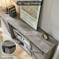 thumbnail image 5 of T4TREAM Farmhouse Sideboard Buffet Cabinet, 66" Wide Kitchen Storage Cabinet with 7 Drawers, Sliding Barn Door & Adjustable Shelf, Gray, 5 of 6