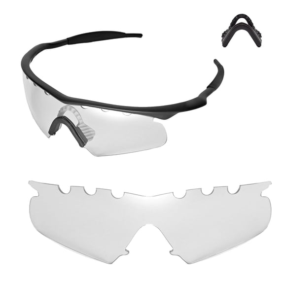 Walleva Clear Vented Replacement Lenses And Black Nosepad For Oakley M Frame Hybrid Sunglasses