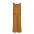 thumbnail image 4 of 2026 ! JINMGG Two Piece Outfits Women, 2026 Fashion Fall Women's 2-piece Casual Suit Linen Shorts Sleeveless Top Vest Sleeveless Crewneck Top/Shirt Suit Yellow XL, 4 of 6