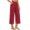 thumbnail image 5 of Lzobxe Capri Pants for Women Stretch Control Wide Leg High Waisted with Pockets,Size S-3XL, 5 of 5
