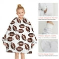 thumbnail image 6 of Brown Footballs Repeat Pattern Blanket Hoodies for Kids 6-13YR Oversize Wearable Blanket Hoodies for Boys Girls Teens, 6 of 7