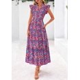 thumbnail image 4 of Vestido PRETTYGARDEN Floral Azul Marino Rojo Midi Cuello en V Talla L Grande, 4 of 6