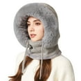 thumbnail image 5 of 3 In 1 Beanie Hat for Women Fall Fashion Women's Hats & Caps Face Mask Fleece Winter Scarves Grey, 5 of 9