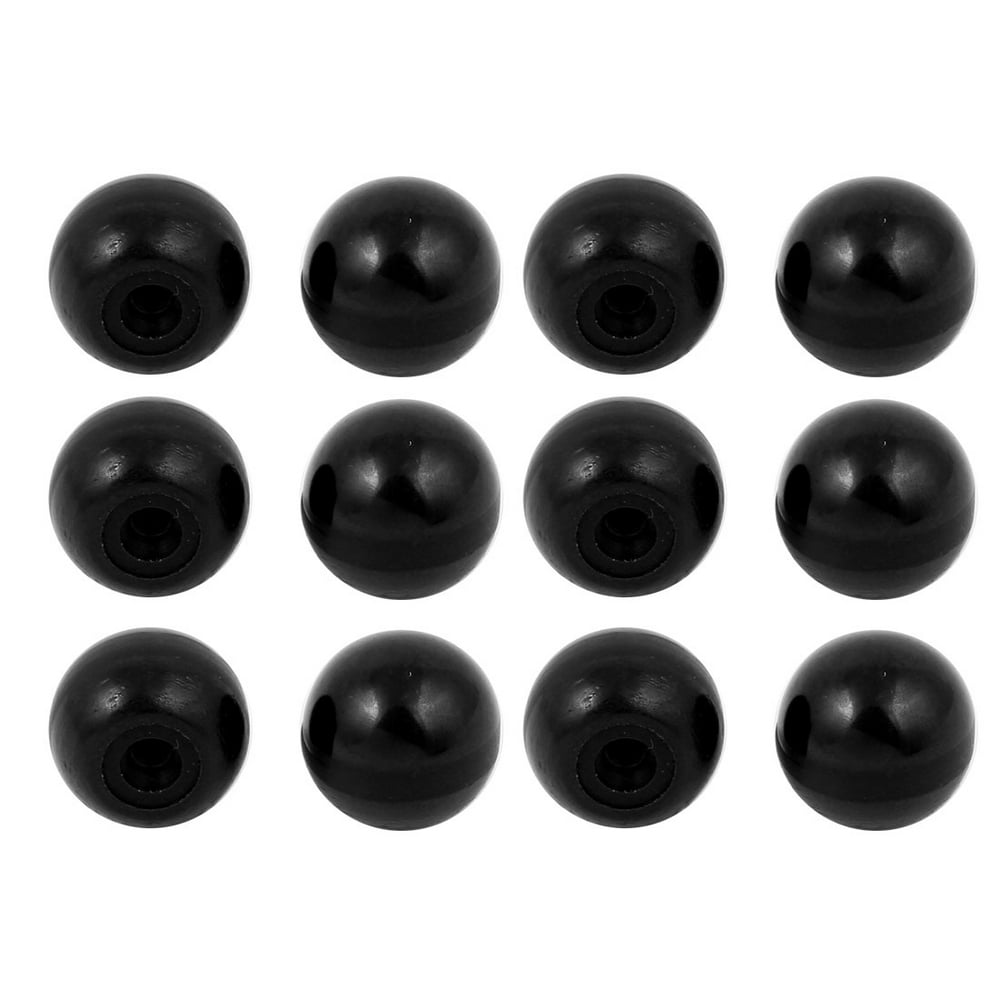 Unique Bargains 12Pcs Black Plastic Round Handle Ball Knob M5 Threaded 25mm Dia Machine Tools