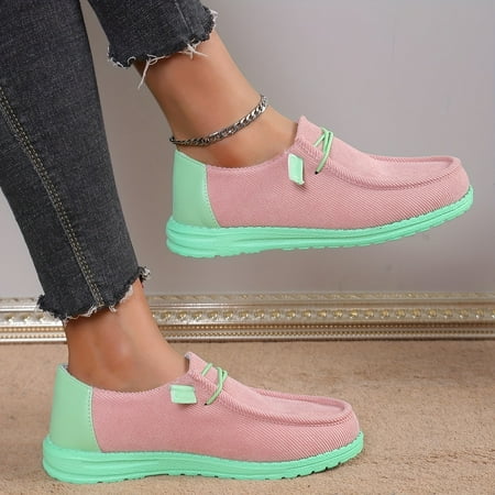 

Women‘s Contrast Color Flat Loafers Comfy Round Toe Low Top Sneakers Casual Lightweight Walking Shoes