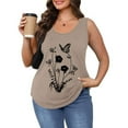 thumbnail image 5 of Tiqkatyck Tank Tops for Women Trendy Women's 2025 Chic Round Neck Short Sleeve Shirts 2D Printed Casual Loose Fit Vest Sleeveless Tunic Tops Summer Tops for Women Khaki L, 5 of 6