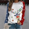 thumbnail image 1 of Chandail de Noël pour Femmes 2023 Mode Décontractée Imprimé Col Rond Ample Manches Longues Hauts Blouse Chandails Sans Capuche en Liquidation, 1 of 4