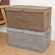 thumbnail image 4 of Caja de almacenamiento de ropa de lino de 50 x 30 cm con doble tapa, organizador de ropa, tamaño L, gris, 4 of 7