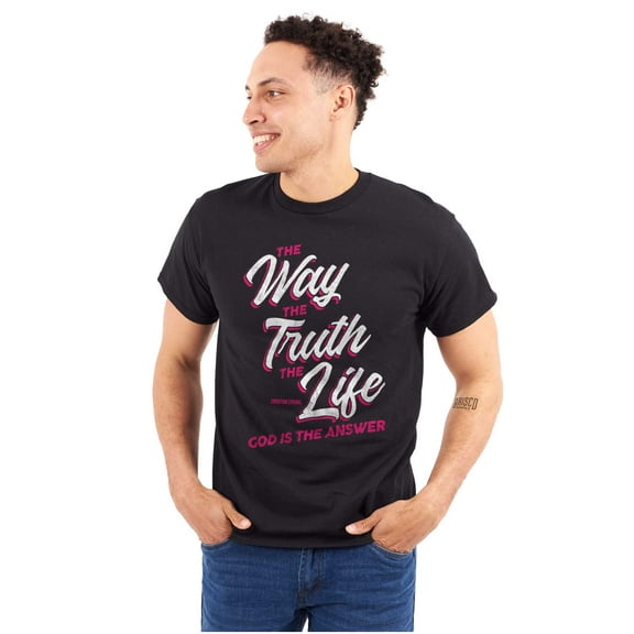 Way Truth and Life Christian Faith Men's Graphic T Shirt Tees Brisco Brands S
