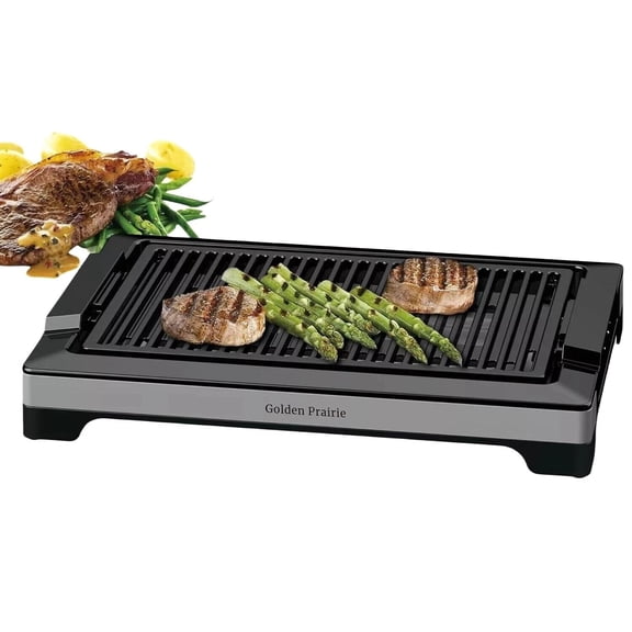 1600W Electric Smokeless Indoor Grill, Non-Stick Grilling Grate For Cooking BBQ