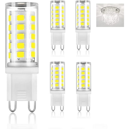 

G9 LED Bulbs 5W (40W Halogen Equivalent) Daylight White 6000K G9 Base Bulbs for Chandeliers 400LM Non-Dimmable for Home Lighting 5 Pack