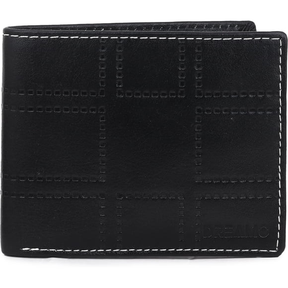 Dreamo Men's Bifold Wallet - Black Self Design, RFID Blocking, Durable & Stylish Slim Wallet for Cards and Cash