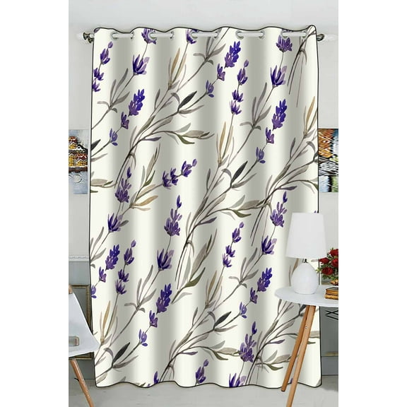 ABPHQTO Lavender Watercolor Window Curtain Kitchen Curtain Window Drapes Panel 52x84 inch (One Piece)