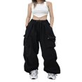 thumbnail image 1 of Ladies Cargo Pants  Solid Loose Trousers with Elastic Waistband and Pockets, 1 of 5