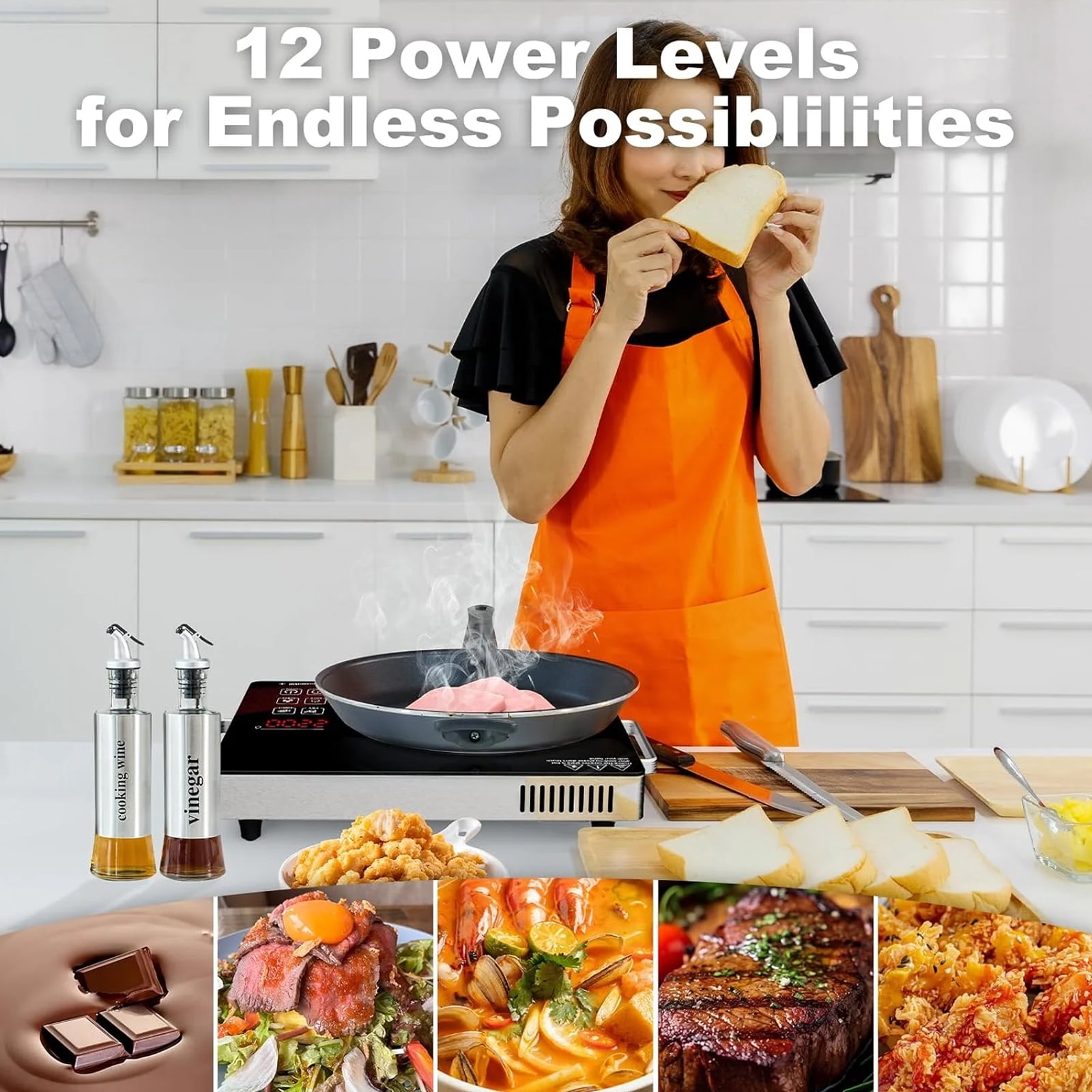 DICEEVIL Electric Ceramic Stove, 3500W Electric Hot Plate Single Burner for Cooking, Portable Countertop Free Standing Stove Cooktop with 2 Handle, Touch Control Panel Adjustable Heating Power, Black