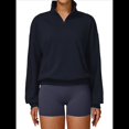 thumbnail image 2 of Sudadera con Media Cremallera para Mujer, para Otoño e Invierno, Informal, Holgada, Resistente Al Viento y Cálida. Azul Oscuro M, 2 of 8
