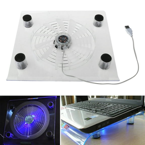 Laptop USB Cooling Big Fan LED Light Base Pad Stand for 15" PC Notebook