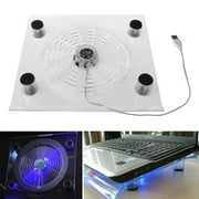 Laptop Cooling Pad Portable USB Powered, Laptop Notebook Cooler Stand Chill Mat with 1 Blue LED Fans, Fits 15inch