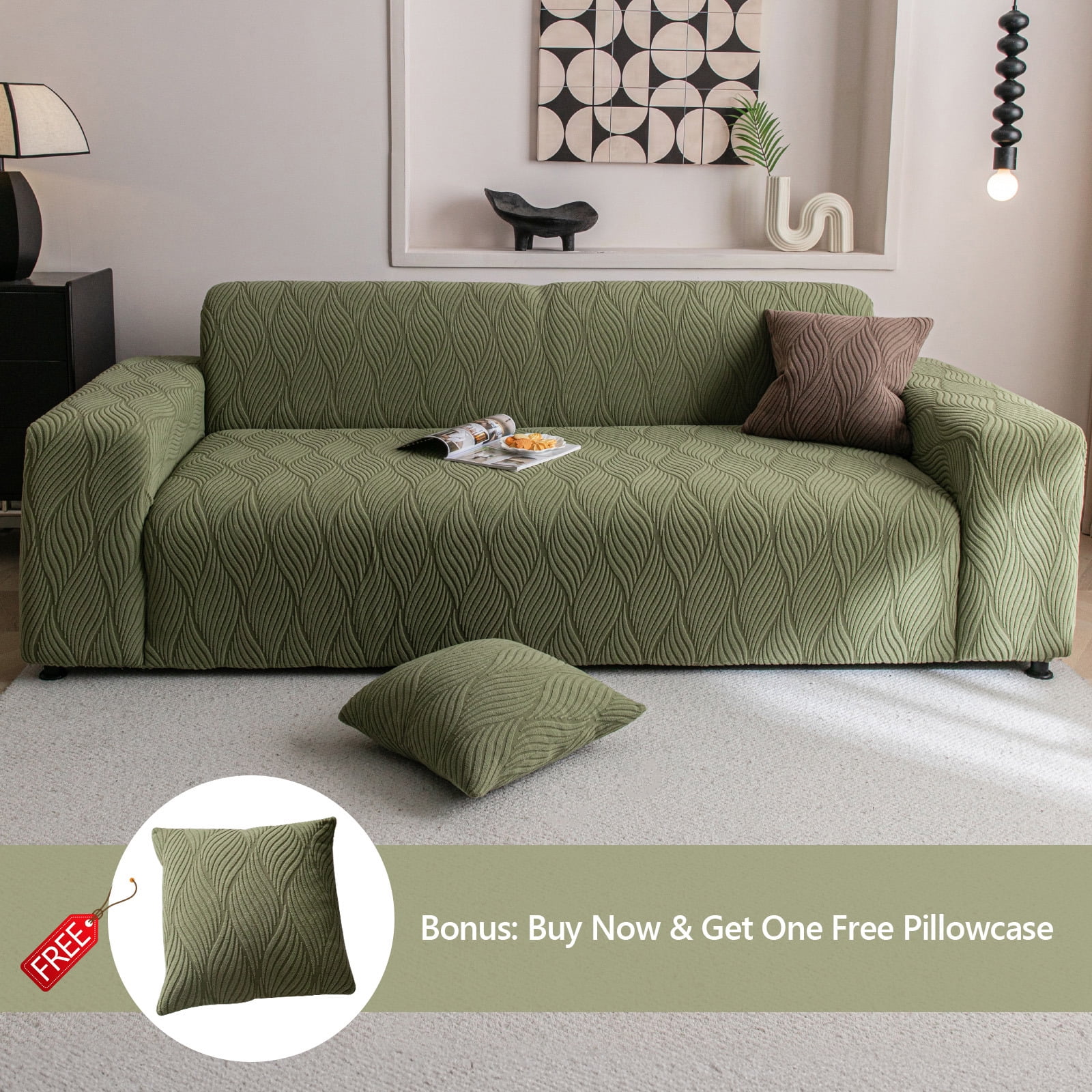 ANMINY Stretch Sofa Covers Couch Covers Furniture Protector Sofa Slipcover Leaf Pattern 1-seater (35"-55")