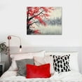 thumbnail image 4 of ONETECH Handmade Traditional Chinese Painting Pink Plum Blossom Canvas Wall Art Modern Black and White Landscape Artwork, 4 of 4