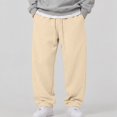 thumbnail image 4 of Leidass Mens Fleece Lined Jogger Sweatpants Elastic Drawstring Waist Cuffed Ankle Solid Casual Athletic Pants with Side Pockets Beige L, 4 of 5