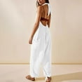 thumbnail image 7 of gakvbuo Jumpsuits For Women Summmer Dressy Wedding Women's Casual Loose Pocket Strap Cotton And Linen Jumpsuit Fashion Playsuit Trousers Overalls Sling Jumpsuit, 7 of 7